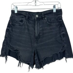 American eagle comfort stretch waistband high rise mom shorts size 8 Black
